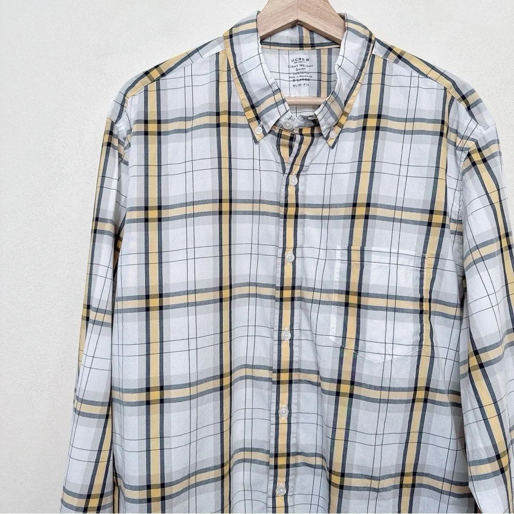 J.crew Mens XL Plaid Light Weight Slim Fit Shirt